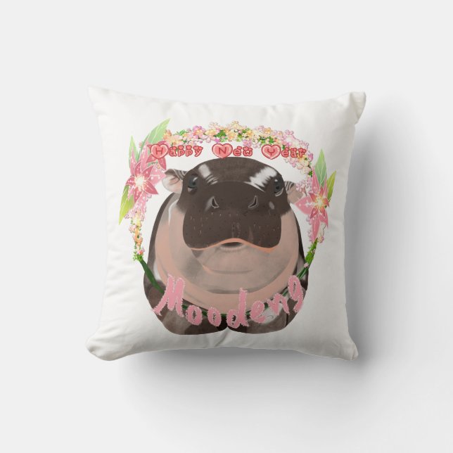 Moo Deng Hippo Pillows  (Front)