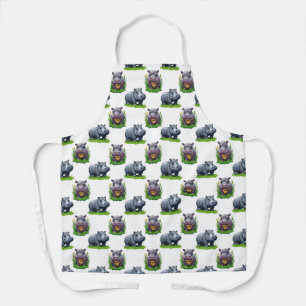 Moo Deng Hippopotamus Animal Pattern Design  Apron