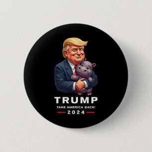 Moo Deng Hippopotamus Support Donald Trump 2024 Fu 6 Cm Round Badge