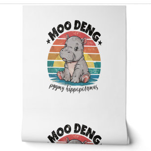 Moo deng pygmy hippopotaus black T-Shirt Wallpaper