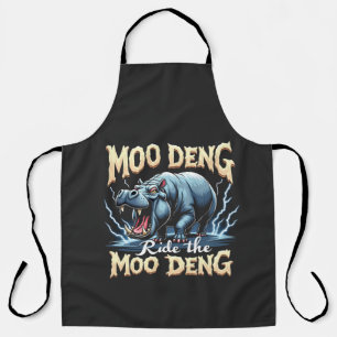Moo Deng Ride the Moo Deng Funny Hippo  Apron
