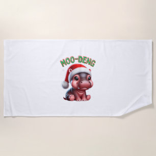 Moo-Deng Santa Christmas Funny Cute Baby Pygmy Hip Beach Towel