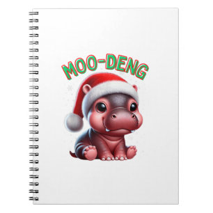 Moo-Deng Santa Christmas Funny Cute Baby Pygmy Hip Notebook