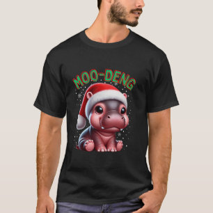 Moo Deng Santa Christmas Funny Cute Baby Pygmy Hip T-Shirt