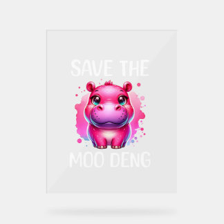 Moo Deng Save Moo-Deng Long Sleeve T-Shirt Acrylic Sign