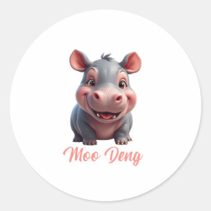 Moo Deng Tee Funny Hippopotamus Apparel Baby Hippo Classic Round Sticker