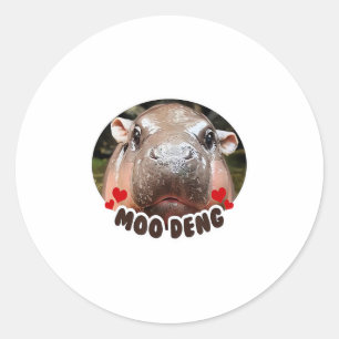 MOO-DENG THE FAMOUS BABY PIGMY HIPPO MOODENG - OFF CLASSIC ROUND STICKER