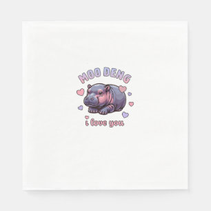 Moo Deng the funny Baby Pygmy Hippo Cute Hippopota Napkin