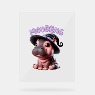 Moo-Deng Witch Halloween Hippo Cute Baby Pygmy Hip Acrylic Sign