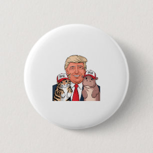 Moo Dengs Trump Trio Cat Hippo and Pet Safety Goal 6 Cm Round Badge