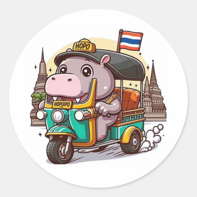 Moo Deng's Tuk-Tuk Adventure stickers (Front)