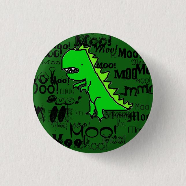 Moo! Dinosaur 3 Cm Round Badge (Front)