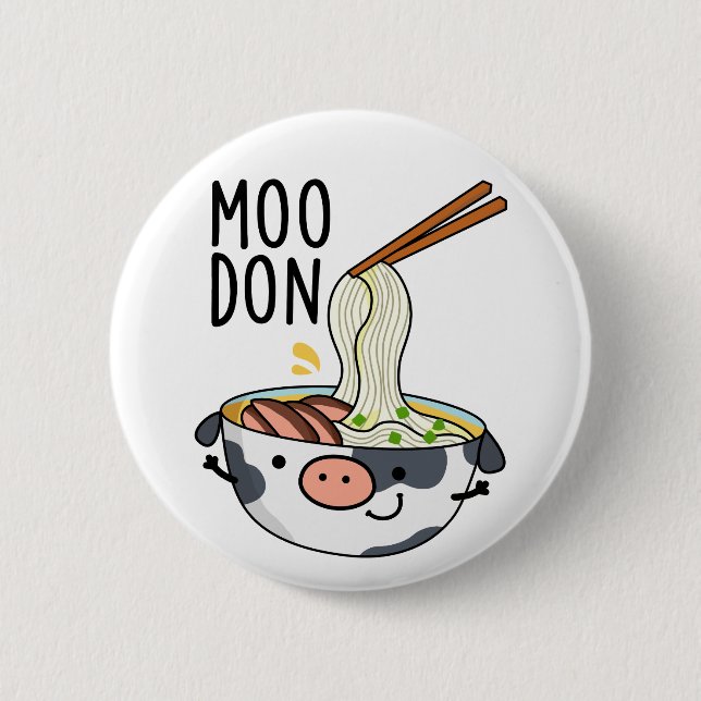 Moo-don Funny Udon Pun  6 Cm Round Badge (Front)