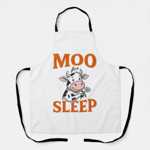 Moo For Sleep Cute Cow Vintage Shirt Design Apron