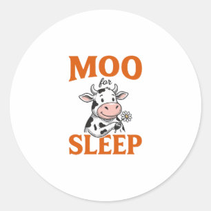 Moo For Sleep Cute Cow Vintage Shirt Design Classic Round Sticker
