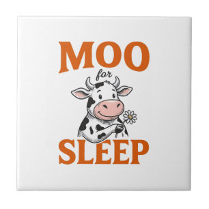 Moo For Sleep Cute Cow Vintage Shirt Design Tile