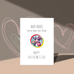 Moo Fun   Cute Cow Happy Valentine's Day Holiday Card