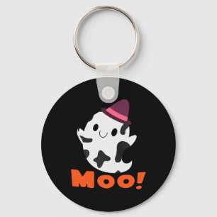 Moo! Funny Cow Ghost Halloween Women Girls Boys  Key Ring