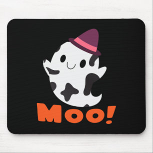 Moo! Funny Cow Ghost Halloween Women Girls Boys Mouse Mat