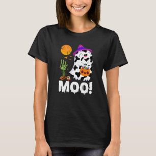 Moo Ghost Cow & Witch Hat Happy Halloween Costume T-Shirt