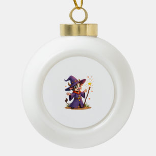 Moo-Gician the Cow Sorcerer Ceramic Ball Christmas Ornament