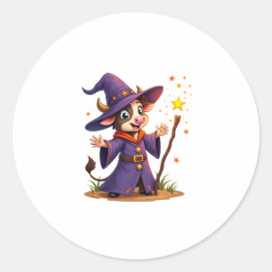 Moo-Gician the Cow Sorcerer Classic Round Sticker