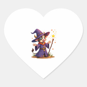 Moo-Gician the Cow Sorcerer Heart Sticker