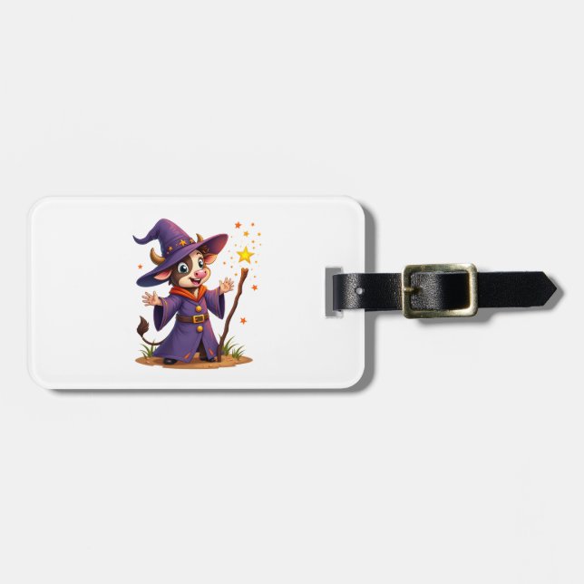 Moo-Gician the Cow Sorcerer Luggage Tag (Front Horizontal)