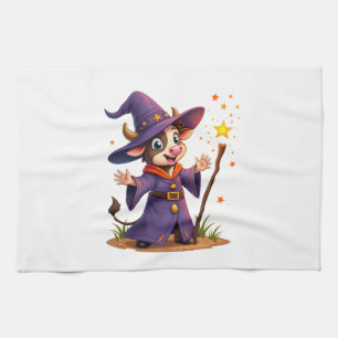 Moo-Gician the Cow Sorcerer Tea Towel