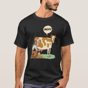 Moo Graphic Agriculture Agriculteur Farmer Tractor T-Shirt