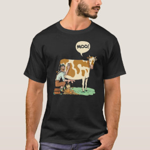 Moo Graphic Agriculture Agriculteur Farmer Tractor T-Shirt