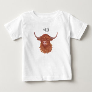Moo Highland Cow, Scottish Cow  Baby T-Shirt