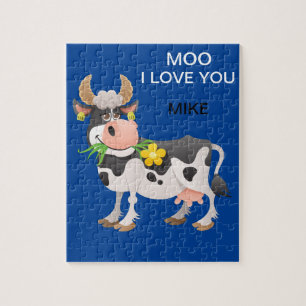 "MOO" I LOVE YOU COW PUZZLE PERSONALIZED.