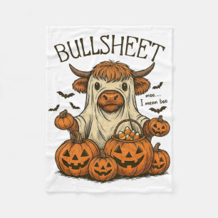 Moo... I Mean Boo Bullsheet Cow Ghost Halloween 1 Fleece Blanket