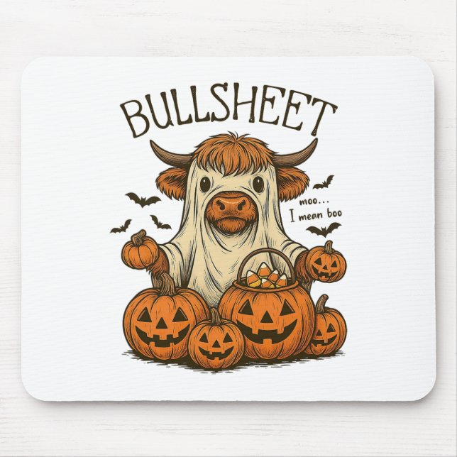 Moo... I Mean Boo Bullsheet Cow Ghost Halloween 1  Mouse Mat (Front)