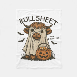 Moo... I Mean Boo Bullsheet Cow Ghost Halloween Fleece Blanket