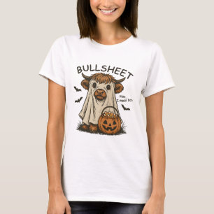 Moo... I Mean Boo Bullsheet Cow Ghost Halloween  T-Shirt