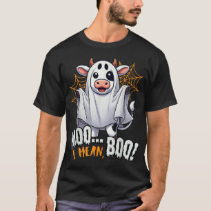 Moo I Mean Boo Cow Ghost Halloween 2025 Costume T-Shirt