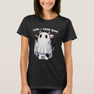 Moo I Mean Boo Funny Cow Ghost Halloween 2024 Cost T-Shirt