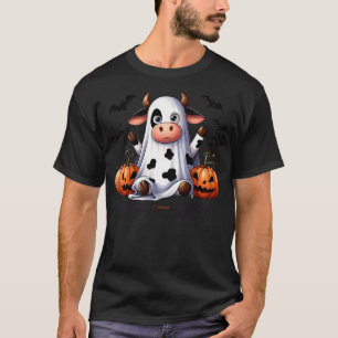 Moo I Mean Boo Funny Cow Lover Halloween Ghost T-Shirt