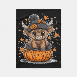 Moo I Mean Boo Funny Fall Pumpkin Cow Halloween Fleece Blanket