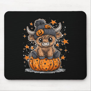 Moo I Mean Boo Funny Fall Pumpkin Cow Halloween Mouse Mat