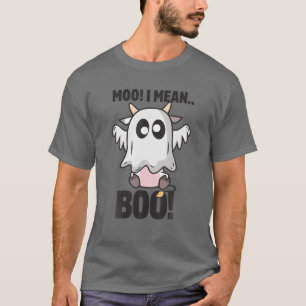Moo I Mean Boo Funny Ghost Cow Farmer Halloween 2 T-Shirt