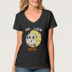 Moo I Mean Boo Funny Ghost Cow Halloween T-Shirt