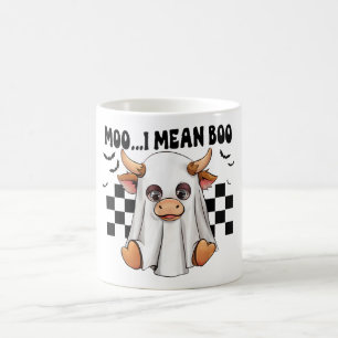 Moo I Mean Boo Ghost Cow Funny Halloween Cow Lover Coffee Mug
