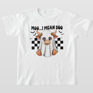 Moo I Mean Boo Ghost Cow Funny Halloween Cow Lover T-Shirt
