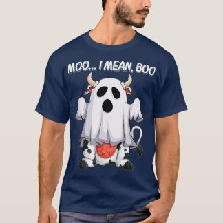 Moo I Mean Boo Ghost Cow funny Halloween men women T-Shirt