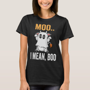 Moo I Mean Boo Ghost Cow Halloween Costume Farmer  T-Shirt