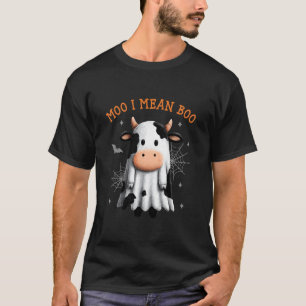 Moo I Mean Boo Ghost Cow Halloween Costume T-Shirt