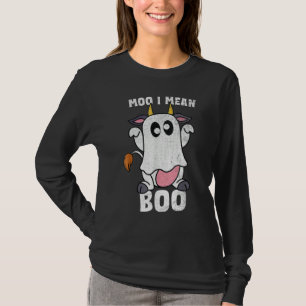 Moo I Mean Boo Ghost Cow Halloween Cow Famer T-Shirt